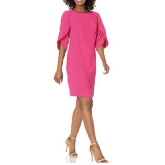 Trina Turk Dress 2 Pink 3/4 Long Tulip Sleeve Career Wedding Church Party - Picture 1 of 10